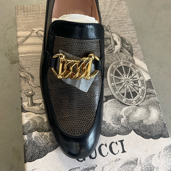 Gucci Ebal Horsebit Lizard-Embossed Leather Chain
Loafers Size 37 - Picture 2 of 5